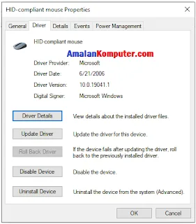 pointer mouse laptop bergerak dan klik kanan sendiri - Roll back driver