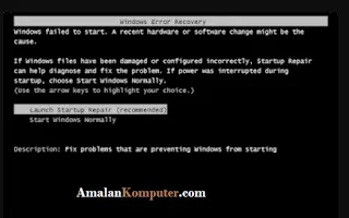 Cara mengatasi komputer tidak masuk windows atau gagal booting windows 10, 8/8.1 dan 7