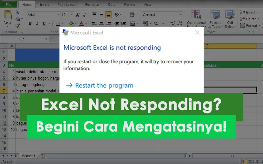 Cara Mengatasi Excel Not Responding dengan Mudah