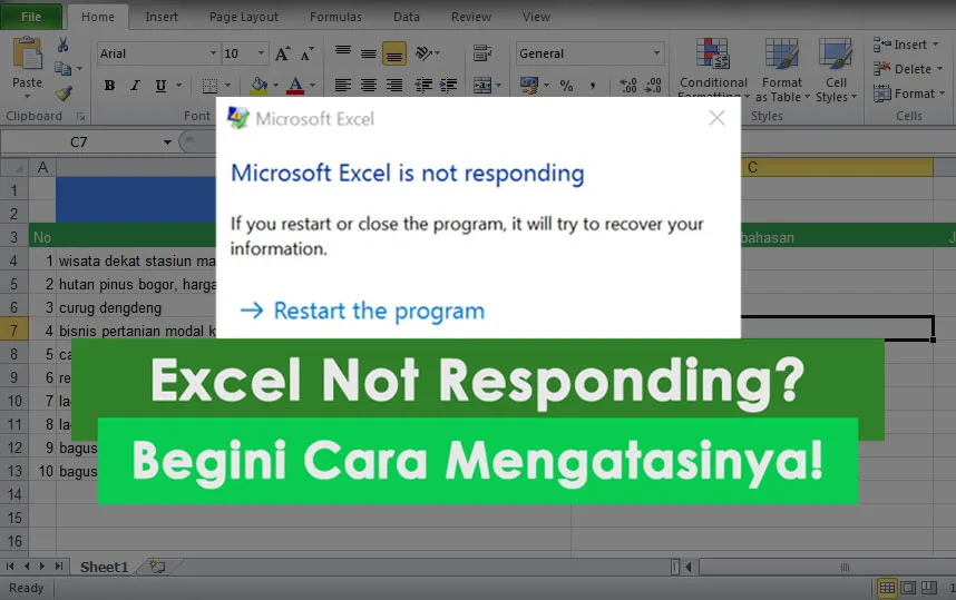 cara mengatasi excel not responding