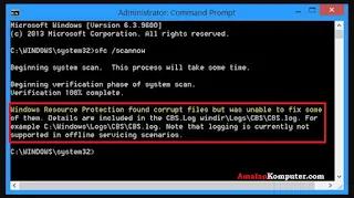 Mengatasi Windows Resource Protection found corrupt files but was unable to fix some of them
