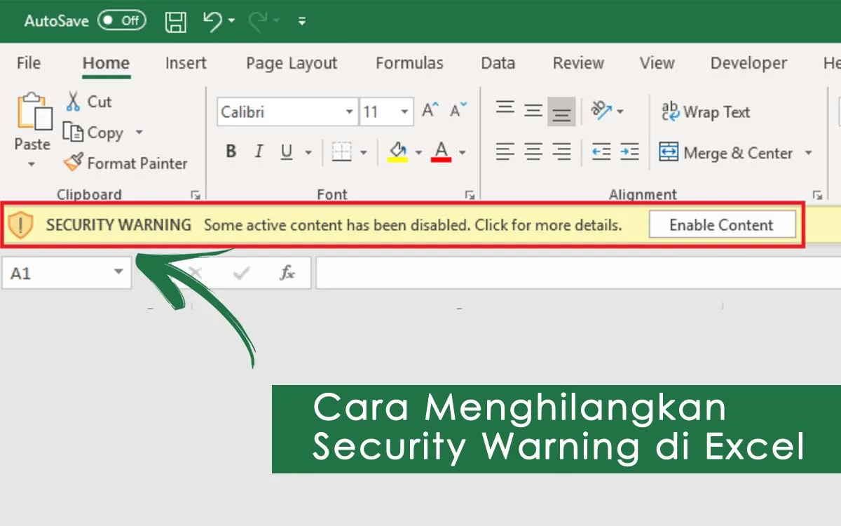 cara menghilangkan security warning di excel