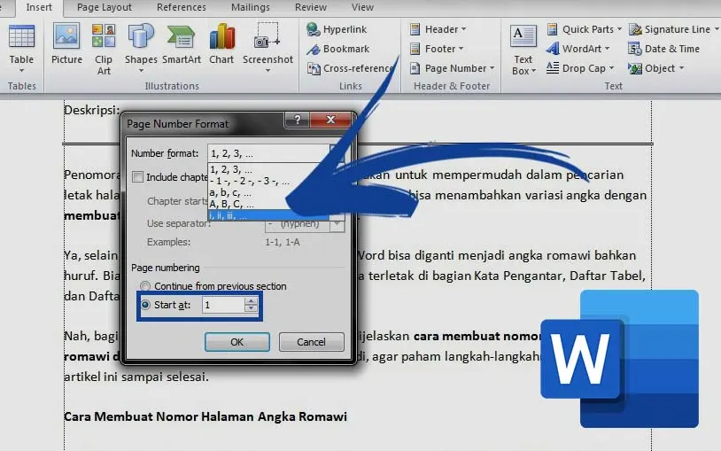 Cara Membuat Nomor Halaman Angka Romawi Dalam Satu Dokumen Word