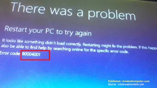 Mengatasi Error Code 80004001 windows 10, 8/8.1 dan 7