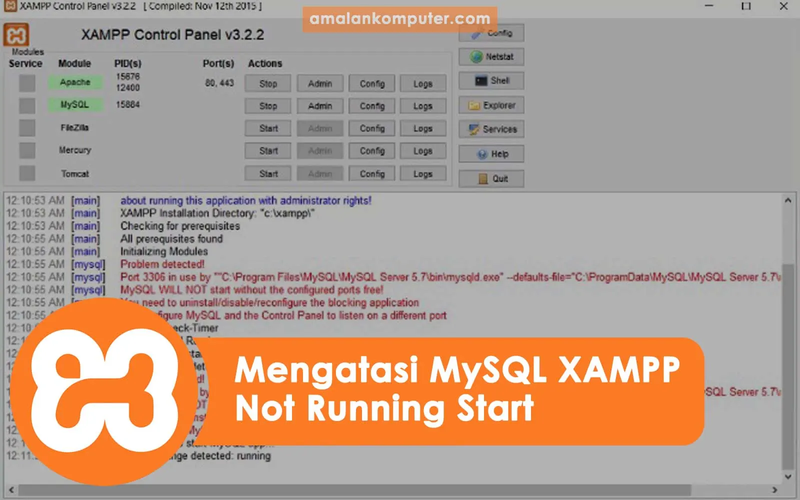 Cara Mengatasi MySQL Tidak Bisa Running Start di Xampp