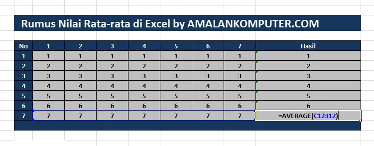 cara mencari nila rata-rata di excel