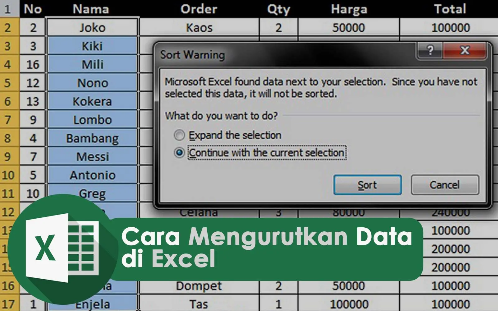Cara Mengurutkan Data di Excel Berdasarkan Abjad, Kelas, Tanggal