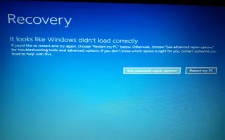 Mengatasi Recovery - It looks like Windows didn't load correctly di Windows 8/8.1/10/7